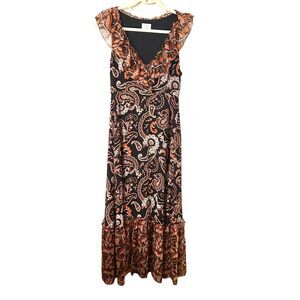 ARITZIA Wilfred Paisley Ruffled Maxi Dress‎ Sz 2